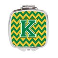 Carolines Treasures Letter K Chevron Green and Gold Compact Mirror CJ1059-KSCM